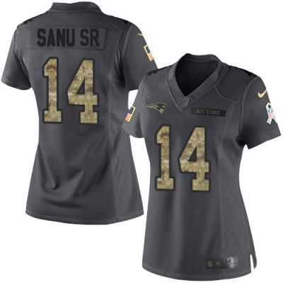 Nike New England Patriots #14 Mohamed Sanu Sr Black Women's Stitched NFL Limited 2016 Salute to Service Jersey